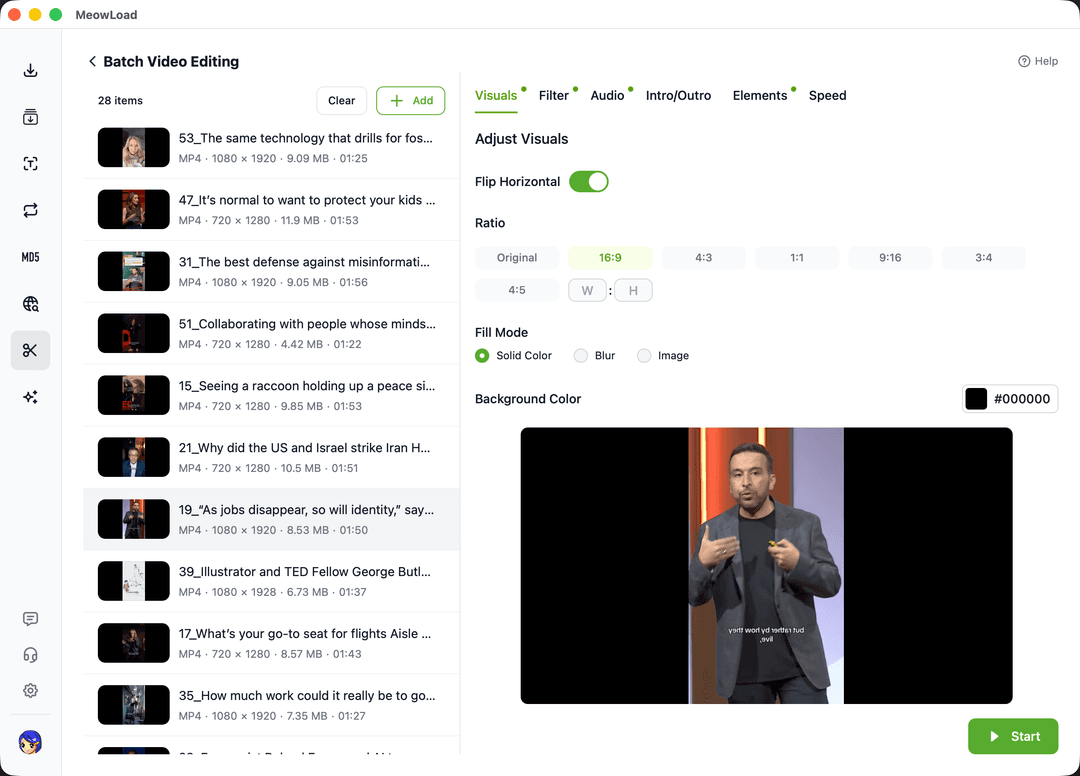 バッチビデオアスペクト比コンバーター